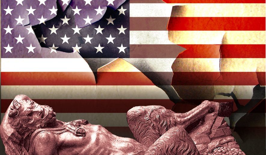 Illustration on the sexual vulgarization of the American culture by Alexander Hunter/The Washington Times