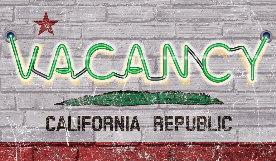 Vacancies in California Illustration by Greg Groesch/The Washington Times