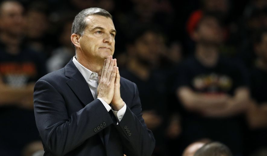 Maryland coach Mark Turgeon watches the second half of the team&#39;s NCAA college basketball game against Butler in College Park, Md., Wednesday, Nov. 15, 2017. (AP Photo/Patrick Semansky)