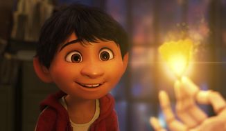 This image released by Disney-Pixar shows characters Miguel, voiced by Anthony Gonzalez in a scene from the animated film, &amp;quot;Coco.&amp;quot; (Disney-Pixar via AP)