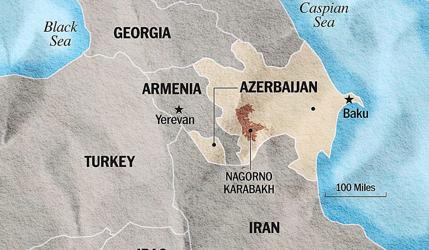 Map of Armenia, Azerbaijan, Nagorno Karabakh