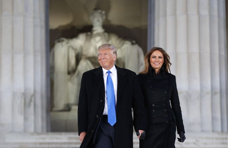 President-elect Donald Trump and incoming first lady Melania Trump arrive for a patriotic concert at the Lincoln Memorial, three days before he was inaugurated. (AP Photo/Evan Vucci) (Associated Press)
