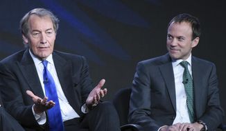 FILE - In this Jan. 12, 2016 file photo, host Charlie Rose, left, and President, CBS News, David Rhodes, participate in the &amp;quot;CBS This Morning&amp;quot; panel at the CBS 2016 Winter TCA in Pasadena, Calif. Veteran news host Rose&#x27;s firing at CBS makes him the latest in a string of prominent journalists felled abruptly by accusations of sexual misconduct. Rhodes said Tuesday, Nov. 21, 2017, that the network&#x27;s credibility in its reporting requires credibility in the way it deals with misbehavior inside the network. (Photo by Richard Shotwell/Invision/AP, File)
