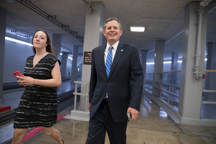 LEFT: Sen. Steve Daines, Montana Republican, said that there need to be more improvements to the bill before he can vote for it. RIGHT Sen. Ron Johnson, Wisconsin Republican, said he wants a better deal for small businesses in the Senate tax bill.