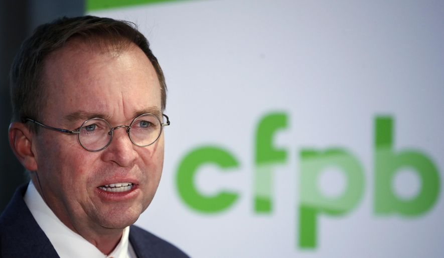&quot;Please disregard any instructions you receive from [Leandra] English in her presumed capacity as acting director,&quot; Mick Mulvaney told employees on his first day at the Consumer Financial Protection Bureau. (Associated Press)