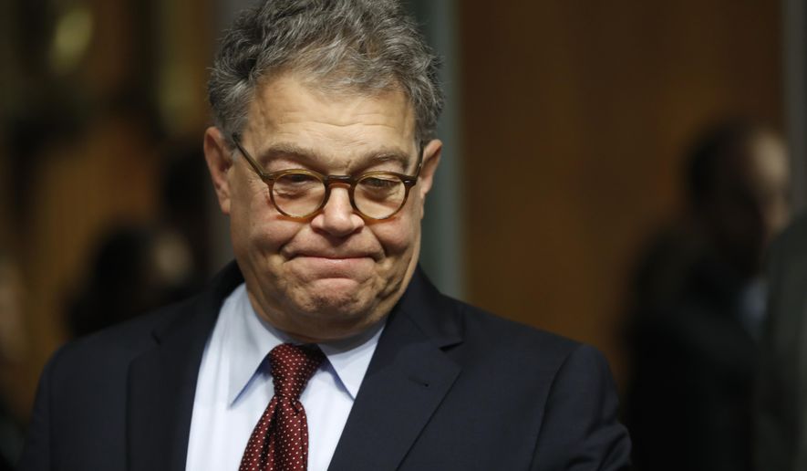 In this July 12, 2017, file photo, Senate Judiciary Committee member Sen. Al Franken, D-Minn., arrives on Capitol Hill in Washington. Two women are alleging, Wednesday, Nov. 22, 2017, that Franken touched their buttocks during events for his first campaign for Senate. The women spoke to Huffington Post on condition of anonymity. The women said the events were in Minneapolis in 2007 and 2008. Franken said in a statement, &amp;quot;It’s difficult to respond to anonymous accusers, and I don’t remember those campaign events.” (AP Photo/Pablo Martinez Monsivais, File)