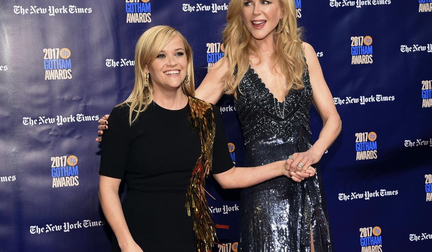 Reese Witherspoon, left, and Nicole Kidman arrive at the 27th annual Independent Film Project&#39;s Gotham Awards at Cipriani Wall Street on Monday, Nov. 27, 2017, in New York. (Photo by Evan Agostini/Invision/AP)