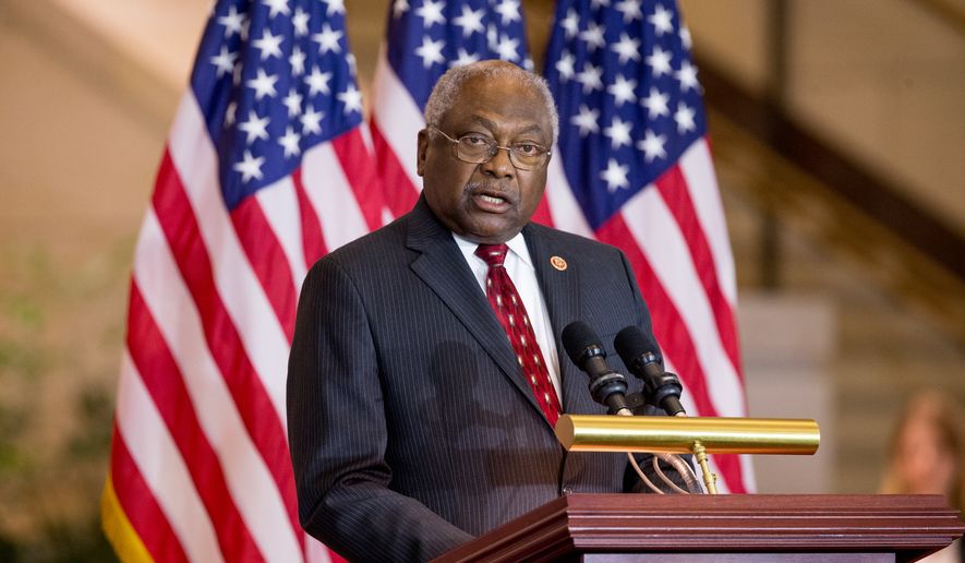 Then-Assistant House Minority Leader Jim Clyburn of S.C., speaks on Capitol Hill in Washington in this file photo taken on Dec. 9, 2015. (AP Photo/Andrew Harnik)