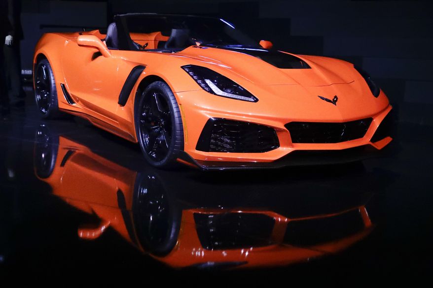 The 2019 Chevrolet Corvette ZR1 convertible is revealed during the AutoMobility LA auto show Tuesday, Nov. 28, 2017, in Los Angeles. (AP Photo/Chris Carlson)