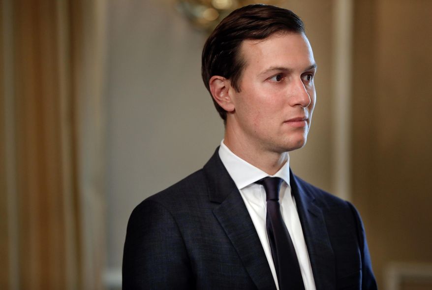 In this Friday, Aug. 11, 2017, file photo, White House senior adviser Jared Kushner listens as President Donald Trump answers questions at a news conference, in Bedminster, N.J. Kushner has been questioned by special counsel Robert Mueller&#39;s team of investigators about former national security adviser Michael Flynn. That&#39;s according to a person familiar with the investigation who spoke to The Associated Press on Nov. 29, on condition of anonymity. (AP Photo/Pablo Martinez Monsivais, File)