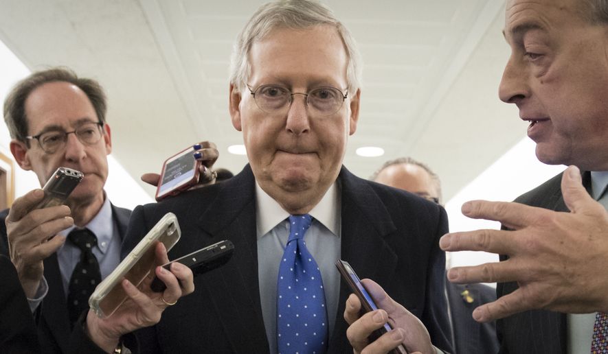 Senate Majority Leader Mitch McConnell was working with the Republican rank and file to pass their sweeping tax bill on Thursday until their &quot;trigger&quot; plan got derailed. (Associated Press)