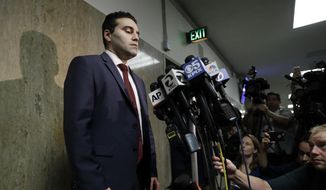 Alex Bastian, Deputy Chief of Staff with the San Francisco District Attorney&#39;s Office answers questions after a verdict was reached in the trial of Jose Ines Garcia Zarate Thursday, Nov. 30, 2017, in San Francisco. Garcia Zarate was found not guilty in the killing of Kate Steinle on a San Francisco pier that touched off a national immigration debate two years ago, rejecting possible charges ranging from involuntary manslaughter to first-degree murder. (AP Photo/Marcio Jose Sanchez)