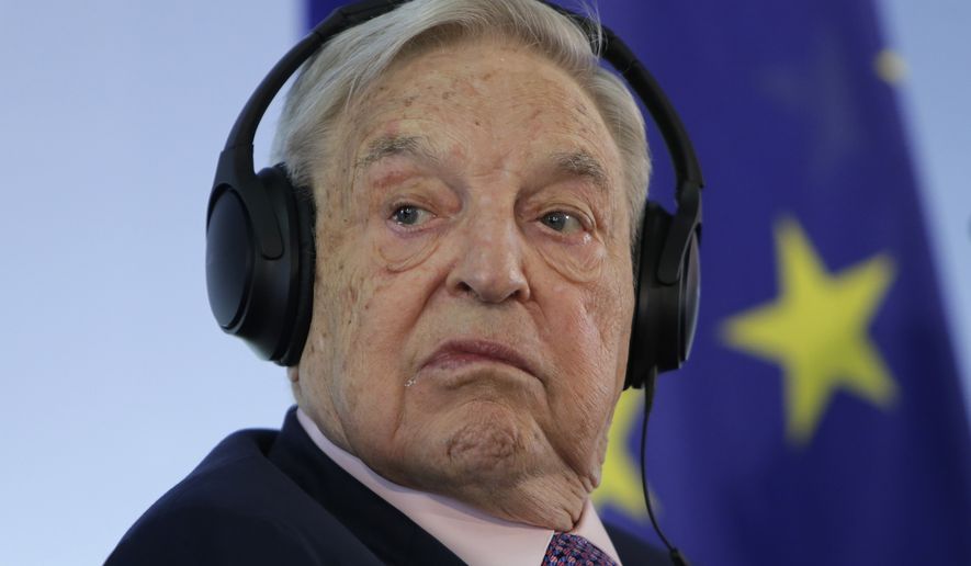 In this June 8, 2017, file photo Hungarian-American investor George Soros attends a press conference prior to the launch event for the European Roma Institute for Arts and Culture at the Foreign Ministry in Berlin, Germany. (AP Photo/Ferdinand Ostrop, file)