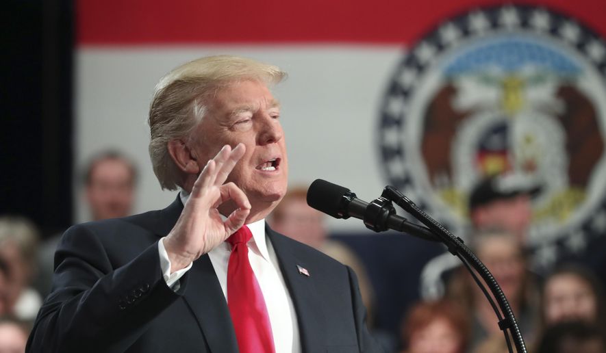 President Donald Trump speaks about tax reform at the St. Charles Convention Center, Wednesday, Nov. 29, 2017, in St. Charles, Mo. (AP Photo/Andrew Harnik)