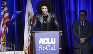 Colin Kaepernick attends the 2017 ACLU SoCal&#x27;s Bill of Rights Dinner at the Beverly Wilshire Hotel on Sunday, Dec. 3, 2017, in Beverly Hills, Calif. (Photo by Richard Shotwell/Invision/AP)