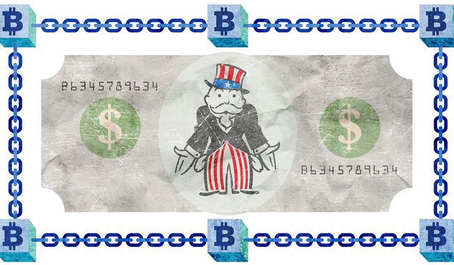 Bitcoin and Government Monopoly Illustration by Greg Groesch/The Washington Times