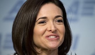 FILE - In this June 22, 2016, file photo, Facebook Chief Operating Officer Sheryl Sandberg speaks at the American Enterprise Institute in Washington. In a Facebook post on Sunday, Dec. 3, 2017, Sandberg warned of a potential backlash against women and urged companies to put in place clear policies on how allegations of sexual harassment are handled. (AP Photo/Alex Brandon, File)