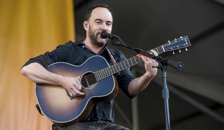 FILE - In this May 5, 2017, file photo, Dave Matthews performs at the New Orleans Jazz and Heritage Festival in New Orleans. Dave Matthews, Trey Anastasio Band and others will perform a concert at Radio City Music Hall in New York for “A Concert for Island Relief” on Jan. 6, 2018, to benefit hurricane relief efforts in United States and the British Virgin Islands. (Photo by Amy Harris/Invision/AP, File)