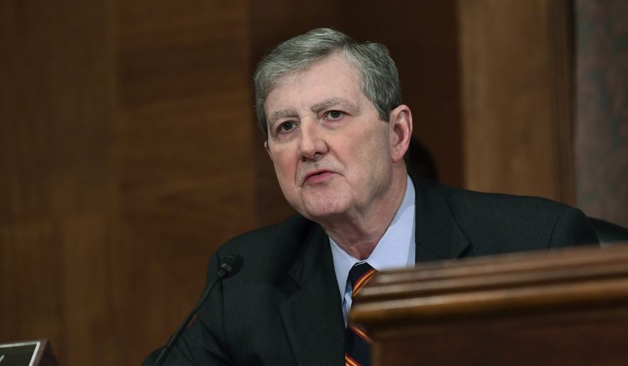 Sen. John Kennedy, R-La., speaks during a meeting of the Senate Banking Committee on Capitol Hill in Washington, Tuesday, Dec. 5, 2017, as members of the committee prepare to vote on Jerome Powell to be Federal Reserve System Chairman of the Board of Governors. (AP Photo/Susan Walsh) ** FILE **