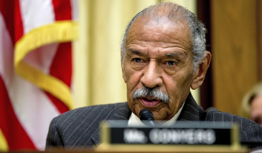 FILE - In this May 24, 2016, file photo, Rep. John Conyers, D-Mich., ranking member on the House Judiciary Committee, speaks on Capitol Hill in Washington during a hearing. Michigan state Sen. Ian Conyers, a grandson of Conyers&#39; brother, told The New York Times for a story Tuesday, Dec. 5, 2017, that Conyers, who is battling sexual harassment allegations from former female staffers, won&#39;t seek re-election to a 28th term in Congress. (AP Photo/Andrew Harnik, File)