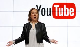 YouTube CEO Susan Wojcicki speaks during the introduction of YouTube TV at YouTube Space LA in Los Angeles, Feb. 28, 2017. (AP Photo/Reed Saxon) ** FILE **