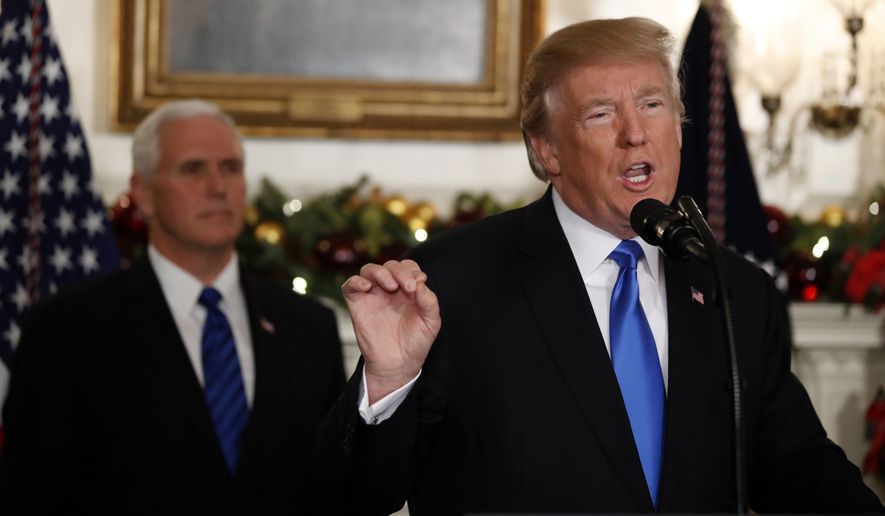 &quot;It is time to officially recognize Jerusalem as the capital of Israel,&quot; President Trump said in an 11-minute speech at the White House. &quot;It also is the right thing to do.&quot; (Associated Press)