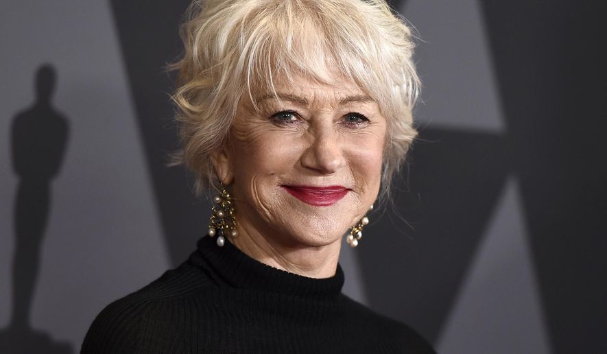 FILE - In this Nov. 11, 2017 file photo, Helen Mirren arrives at the 9th annual Governors Awards in Los Angeles. Mirren will be the recipient of the Career Achievement Award for AARP&#39;s Movies for Grownups Awards.The 17th annual Movies for Grownups Awards will premiere on PBS on Feb. 23.  (Photo by Jordan Strauss/Invision/AP, file)