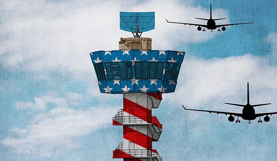 Secure Air Traffic Control Illustration by Greg Groesch/The Washington Times
