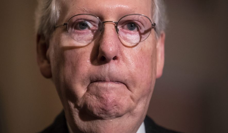 Majority Leader Mitch McConnell dodged questions about how he&#x27;ll lead the Senate now: &quot;All of those are good questions for tomorrow.&quot; (Associated Press/File)