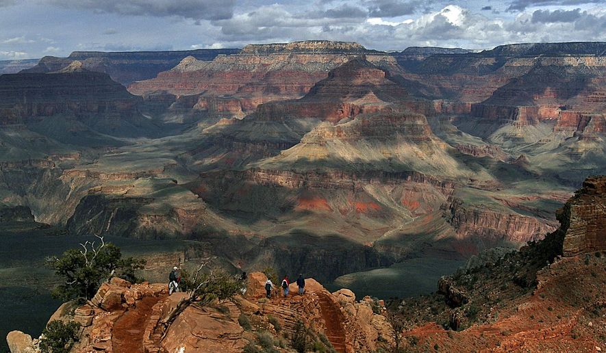 FILE - This Feb. 22, 2005, file photo shows the North Rim of Grand Canyon in Arizona. A federal appeals court ruling keeps in place an Obama administration ban on new hard-rock mining claims around the Grand Canyon. (AP Photo/Rick Hossman,File)
