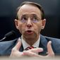 Deputy Attorney General Rod Rosenstein told a House committee that special counsel Robert Mueller took quick action to oust FBI counterintelligence official Peter Strzok from the Russia investigation after learning of his politically biased text messages. (Associated Press) ** FILE**