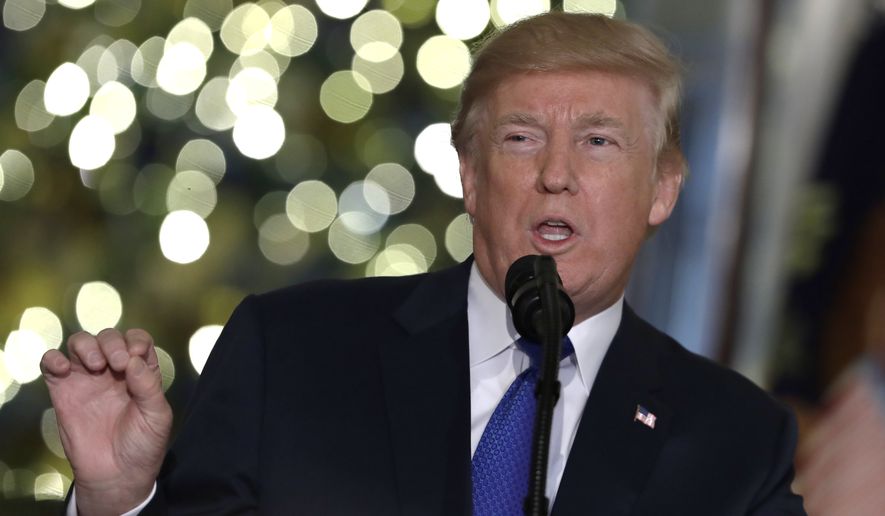 In a speech at the White House on Wednesday, President Trump invited families to say what extra money would mean to them under the Republican tax-cut plan. (Associated Press)