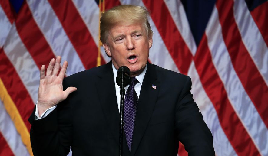 President Trump on Monday laid out a national security strategy that envisions nations in perpetual competition, reverses Obama-era warnings on climate change, and de-emphasizes multinational agreements. (Associated Press)