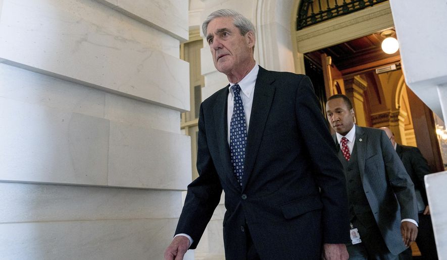  In this June 21, 2017, file photo, former FBI Director Robert Mueller, the special counsel probing Russian interference in the 2016 election, departs Capitol Hill in Washington. (AP Photo/Andrew Harnik, File)