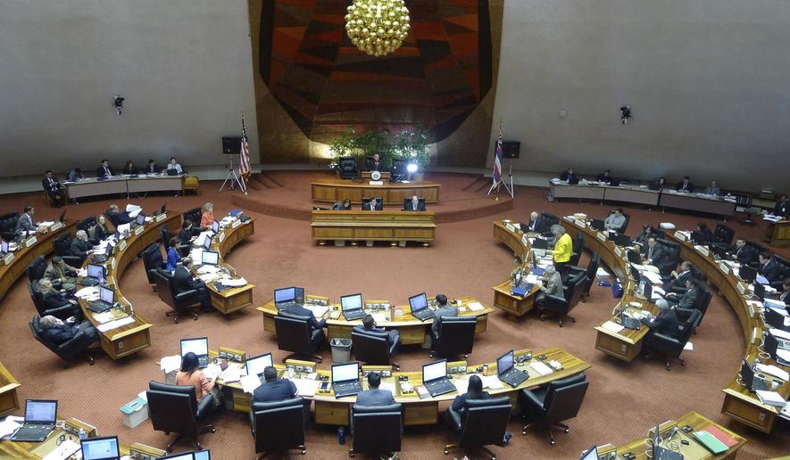 File - In this March 7, 2017 file photo, lawmakers in the Hawaii House voted on hundreds of bills in Honolulu. Four Hawaii lawmakers have been the subject of sexual harassment or sexual misconduct complaints since 2008. Three of the complaints were filed against House members, one against a senator. None resulted in a lawmaker's suspension or expulsion. The senator was counseled and attended one-on-one harassment training. (AP Photo/Cathy Bussewitz, File)