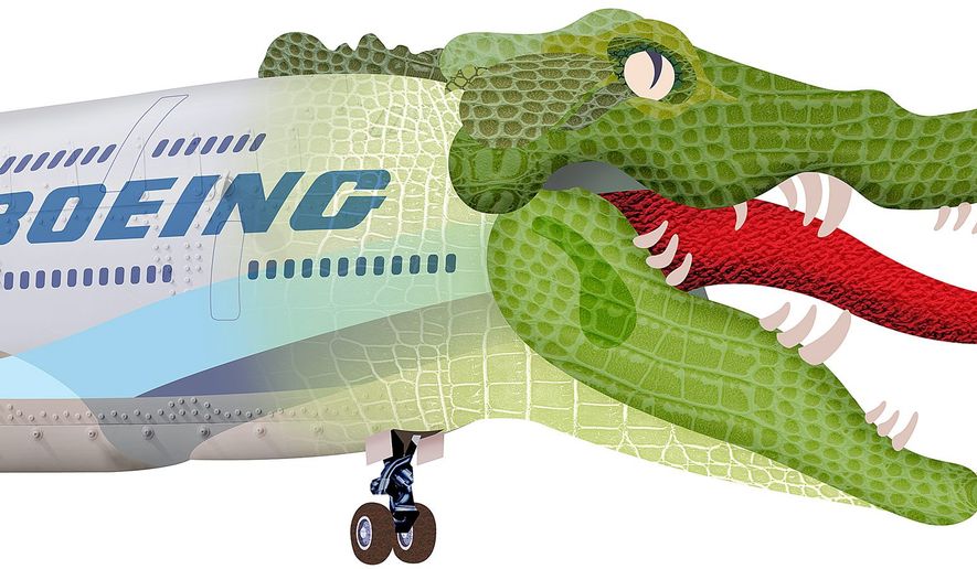 Swamp Creature Boeing Illustration by Greg Groesch/The Washington Times