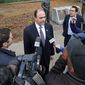In this Dec. 20, 2017, file photo, Del. David Yancey talks with reporters outside the Newport News, Va., Courthouse. (Jonathon Gruenke/The Daily Press via AP, File)