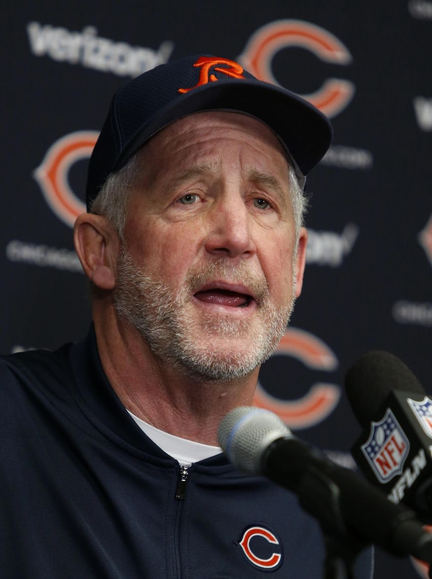 Chicago Bears head coach John Fox speaks during a news conference after an NFL football game against the Minnesota Vikings, Sunday, Dec. 31, 2017, in Minneapolis. (AP Photo/Bruce Kluckhohn)