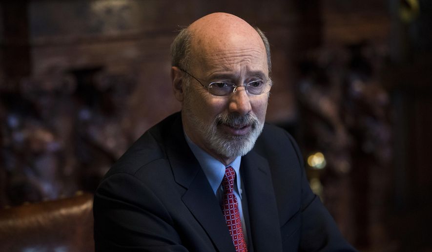 Pennsylvania Gov. Tom Wolf speaks during an interview with The Associated Press at his office in Harrisburg, Pa., Tuesday, Jan. 2, 2018. Pennsylvania state government agencies fielded over 300 reports of alleged sexual harassment over a recent five-year period, according to data released Tuesday. Wolf's administration provided the breakdown for agencies under his jurisdiction to AP in response to a Right-to-Know Law request. (AP Photo/Matt Rourke)