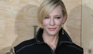 FILE - In this April 11, 2017 file photo, actress Cate Blanchett poses during a photocall ahead of a diner for the launch of a Louis Vuitton leather goods collection in collaboration with US artist Jeff Koons, at the Louvre Museum, in Paris. Australian actress and anti-sexual harassment campaigner Cate Blanchett will head this year&#39;s Cannes film festival jury, organizers said Thursday Jan.4, 2017. (AP Photo/Francois Mori, File)