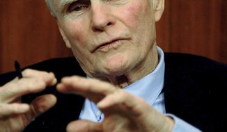 FILE – In this Dec. 14, 2007, file photo, former New Jersey Gov. Brendan Byrne speaks during a panel discussion about education funding in Princeton, N.J. Byrne, a Democrat who served as New Jersey governor from 1974 to 1982, died Thursday, Jan. 4, 2018, at age 93. (AP Photo/MJ Schear, File)