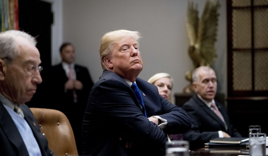 Both parties are eyeing a meeting between President Trump and a bipartisan group of congressional negotiators this week as the chance to make progress on an immigration bill, but Democrats have grown increasingly strident in their complaints about the president&#x27;s stance. (Associated Press/File)