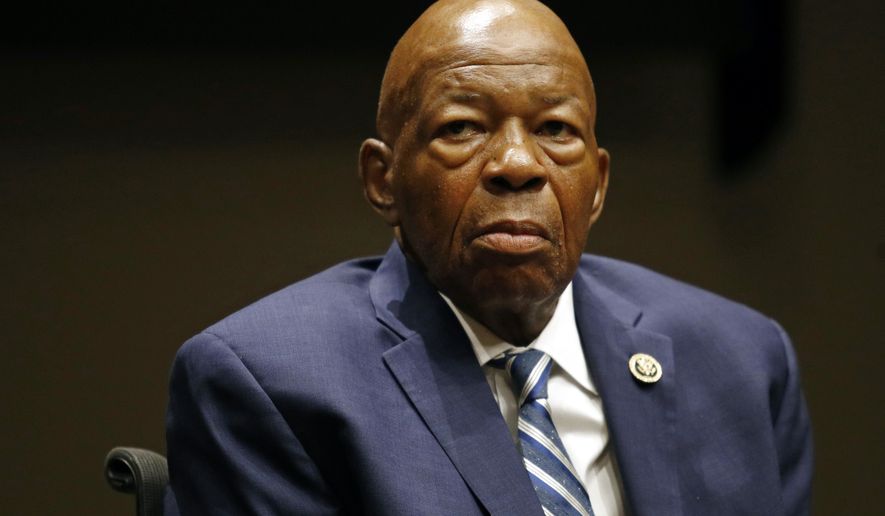 FILE - In this Oct. 30, 2017, file photo, Rep. Elijah Cummings, D-Md., participates in a panel discussion during a summit on the country&#x27;s opioid epidemic at the Johns Hopkins Bloomberg School of Public Health in Baltimore. Cummings has been admitted to Johns Hopkins Hospital for a bacterial infection in his knee. His office said doctors drained the infection in a minor procedure Friday, Jan. 5, 2018. Cummings&#x27; office says he is resting comfortably and expects a full recovery. (AP Photo/Patrick Semansky, File)