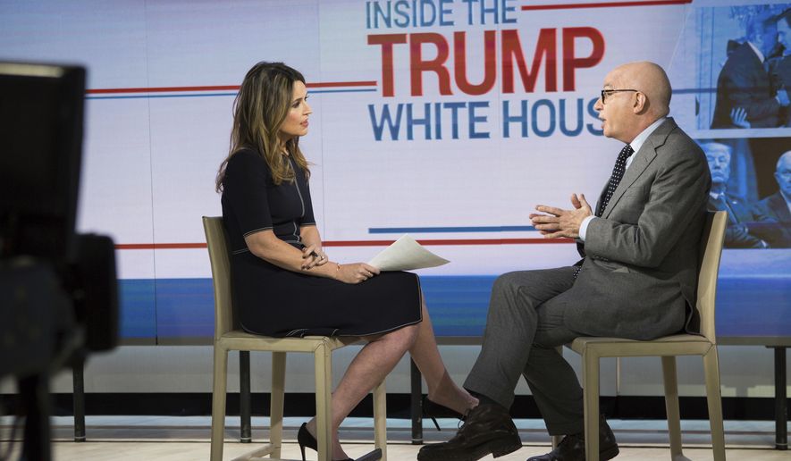 This photo provided by NBC shows Savannah Guthrie interviewing Michael Wolff on the &quot;Today Show&quot;  in New York, Friday, Jan. 5, 2018.   Wolff, author of &quot;Fire and Fury: Inside the Trump White House,&quot; defended his reporting and saying the president&#39;s efforts to halt publication have been good for sales.  (Nathan Congleton/NBC Universal via AP)