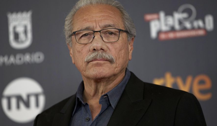 FILE - In this July 21, 2017 file photo, Edward James Olmos poses for the media during a photocall ahead of the Platino Awards in Madrid. FX says it is ordering a spinoff to "Sons of Anarchy" with Edward James Olmos as part of a nearly all-Latino cast. The 10-episode "Mayans MC" will premiere later this year, FX Networks CEO John Landgraf told a TV critics meeting Friday, Jan. 5, 2018. The date was not announced.(AP Photo/Francisco Seco, File