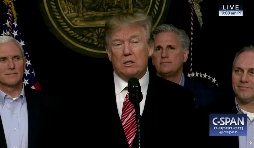President Trump at a news conference from Camp David on Jan. 6, 2018 (CSPAN.org)