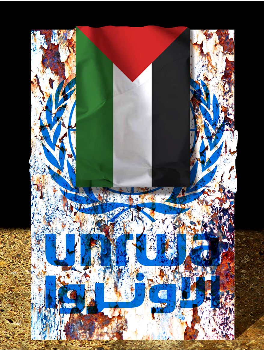 Illustration on UNRWA’s support for the “Palestinians” by Alexander Hunter/The Washington Times