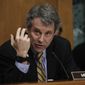 Senate Finance Committee member Sen. Sherrod Brown, D-Ohio, questions Alex Azar during a Senate Finance Committee hearing on Capitol Hill in Washington, Tuesday, Jan. 9, 2018, to consider Azar&#39;s nomination to be Secretary of Health and Human Services. (AP Photo/Carolyn Kaster) ** FILE **
