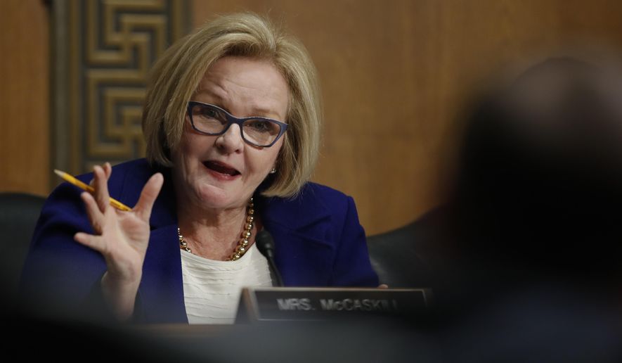 Senate Finance Committee member Sen. Claire McCaskill, D-Mo., questions Alex Azar during a Senate Finance Committee hearing on Capitol Hill in Washington, Tuesday, Jan. 9, 2018, to consider Azar&#39;s nomination to be Secretary of Health and Human Services. (AP Photo/Carolyn Kaster) **FILE**