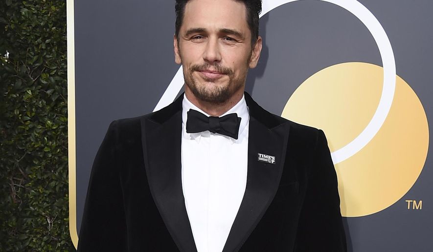 FILE - In this Jan. 7, 2018 file photo, James Franco arrives at the 75th annual Golden Globe Awards in Beverly Hills, Calif. Facing accusations by an actress and a filmmaker over alleged sexual misconduct, James Franco said on CBS’ “The Late Show with Stephen Colbert” on Tuesday the things he’s heard aren’t accurate but he supports people coming out “because they didn’t have a voice for so long.” (Photo by Jordan Strauss/Invision/AP, File)